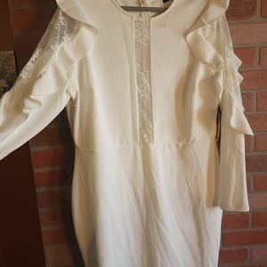 Off white long sleeve lace dress
